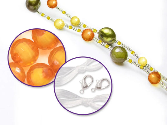 Glass Bead Kits: 9-Comp Multi-Pack w/Cord+Clasps 70g D) Tropicana