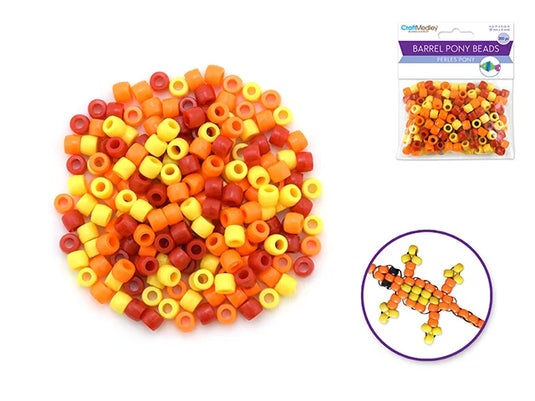 Pony Beads: 8mmx6mm Barrel Color-Mix Value-Pak x200 B) Sunshine