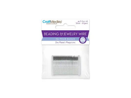 Beading/Jewelry Wire: 15yds Silver~ Zinc Plating On Spool A) 26 GAUGE