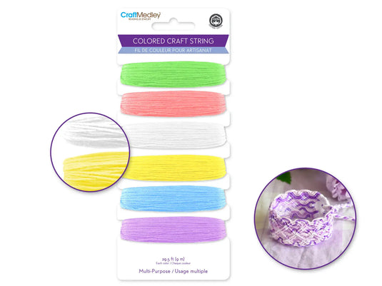 Craft Medley: 59yds 100% Cotton Colored Craft String 29.5ft/Color F) Pastels