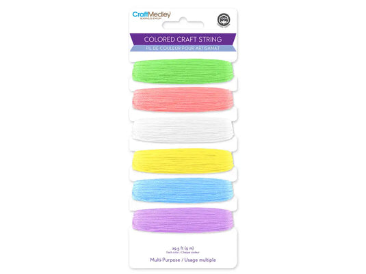 Craft Medley: 59yds 100% Cotton Colored Craft String 29.5ft/Color F) Pastels