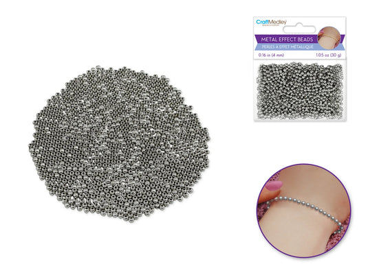 Metal Effect Beads: 4mm Luster Electroplated Round 30g A) Titanium