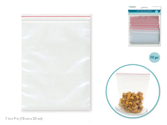 Craft Medley: Zipper-Seal Polybags 7"x9" 10pc