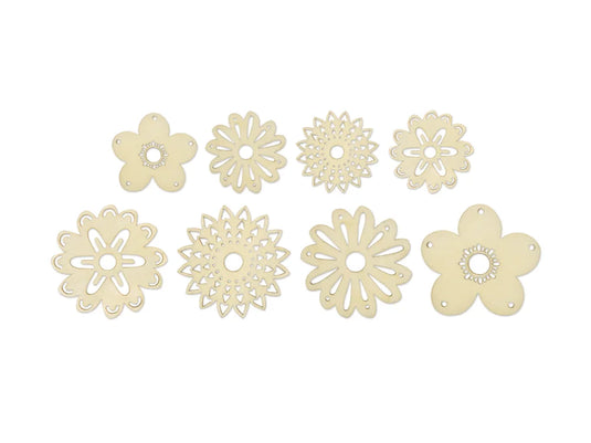 Wood Craft: Laser-Cut Wood Shapes x8 D) Flowers
