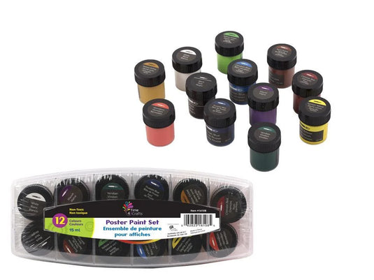 T4C 12-Color 15ML Poster Paint Pl. Case, shrink pk