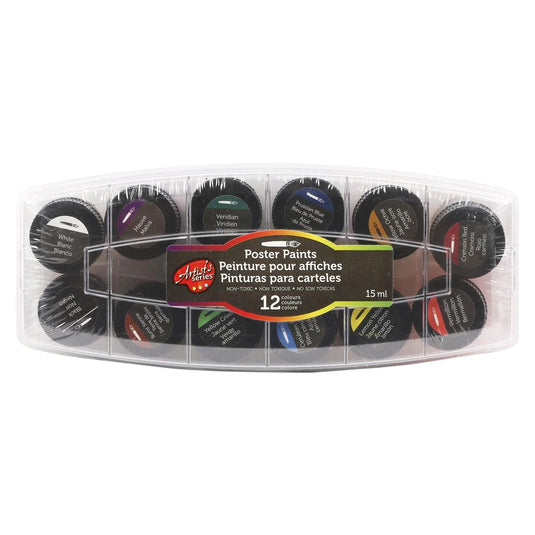 T4C 12-Color 15ML Poster Paint Pl. Case, shrink pk