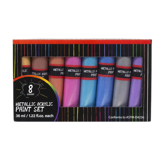 T4C,8Pcs Metallic Acrylic Paint 36ml, colour box