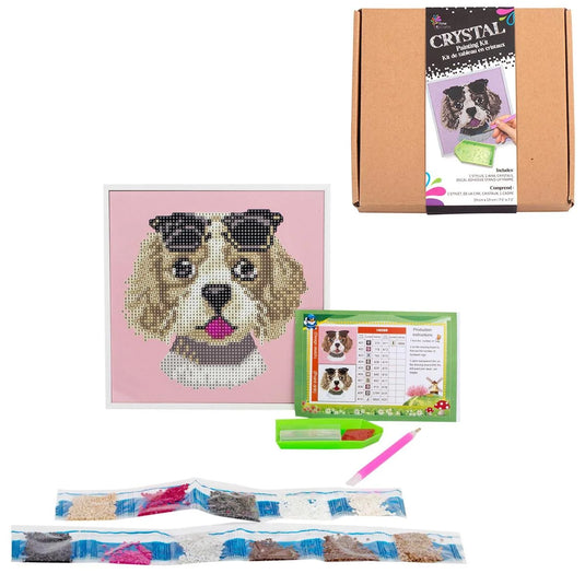 T4C,Crystal Art, dog sunglasses 20x20cm, white frame, kraft box