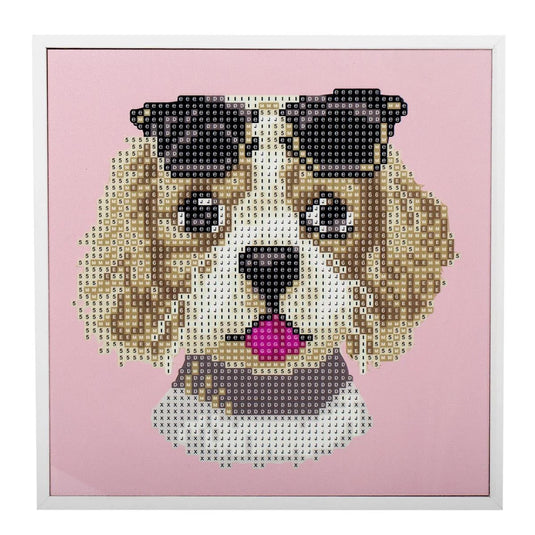 T4C,Crystal Art, dog sunglasses 20x20cm, white frame, kraft box