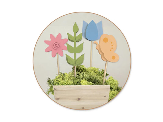 Wood Craft: 7.9" Deco Pic PDQ Asst 8eax4stl A) Spring Medley