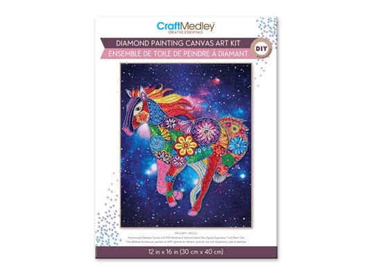 Craft Medley Kit: Diamond Painting Art Kit 12"x16" w/Gems+Tool+Tray C) Horse