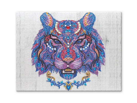 Craft Medley Kit: Diamond Painting Art Kit 12"x16" w/Gems+Tool+Tray F) Tiger