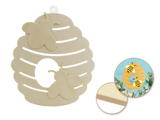 Wood Decor: 10" DIY Plaque 3D 7mm(T) L) Beehive