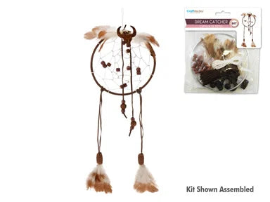 Craft Medley Kit: DIY 4.6" Dream Catcher Kit F) Brown