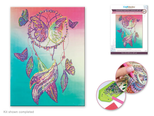 Craft Medley Kit: Diamond Painting Art Kit 12"x16" w/Gems+Tool+Tray I) Dream Catcher