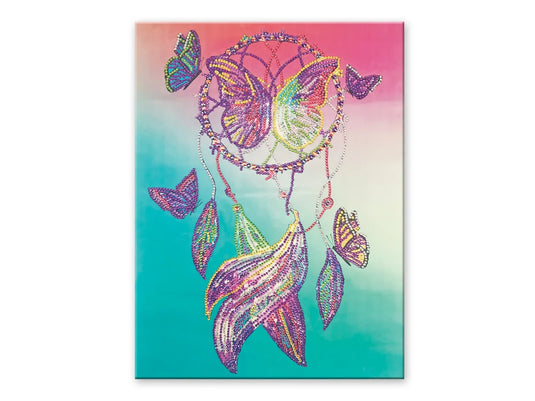Craft Medley Kit: Diamond Painting Art Kit 12"x16" w/Gems+Tool+Tray I) Dream Catcher