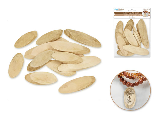 Craftwood: 4cm-6cm 80g Natural Oval Driftwood Chip Slices 0.6cm(T)