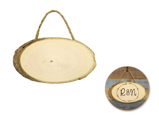 Craftwood: 13.5x7.5x0.9cm Oval Plaque w/Jute Cord