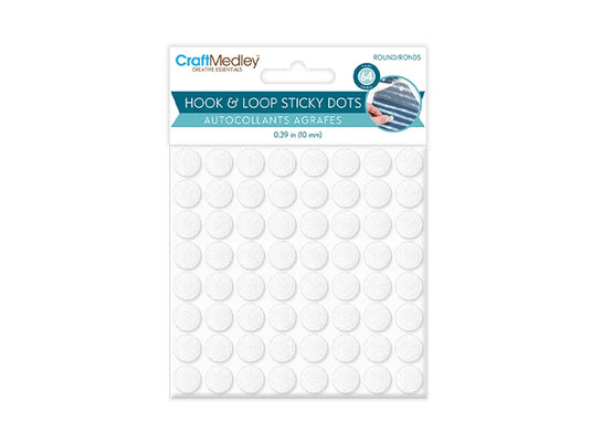 3D Hook & Loop Sticky Dots: 3/8" Round 64-pairs Dual-Adhesive