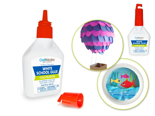 Craft Medley Glue: 250g White All-Purpose School Glue Hanger-Top Bottle