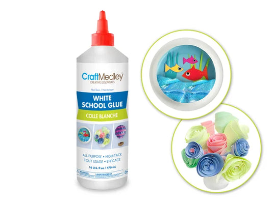 Craft Medley Glue: 500g White All-Purpose School Glue Bottle w/App Lid