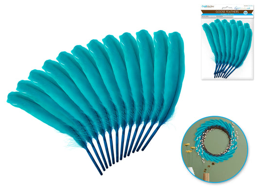 Feather Craft: 8" Goose Feathers x12 B) Blue