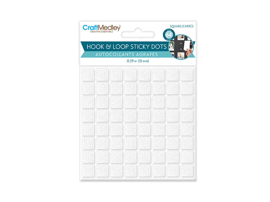 3D Hook & Loop Sticky Dots: 3/8" Square 64-pairs Dual-Adhesive