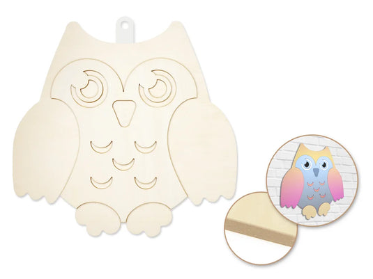 Wood Decor: 10" DIY Plaque 3D 7mm(T) I) Owl