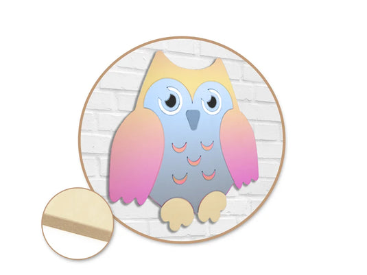 Wood Decor: 10" DIY Plaque 3D 7mm(T) I) Owl