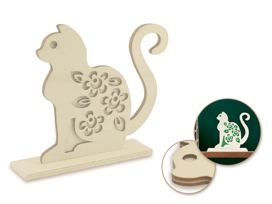 Wood Craft: DIY 6" 3D Shape Standing 5mm(T) C) Cat