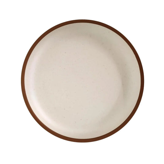 Luciano 8.3"Cream Matt Color Plate w/Color Rim,Bamboo Fiber, upc