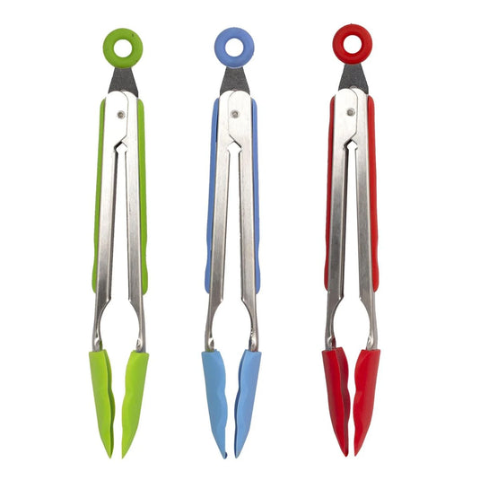 L.Gourmet 9"L Silicone Tongs w/ Pull-lock