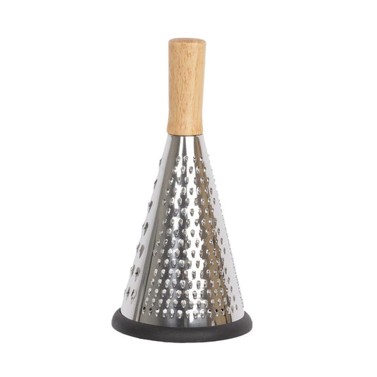L.Gourmet 9.25"H Cone-shaped Grater w/ Wooden Handle, color sleeve