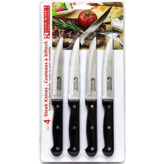 STEAK KNIFE WITH PLASTIC HANDLE 4PK