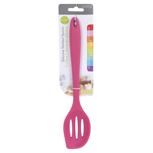 L.Gourmet, 10.75"L Silicone Slotted Spoon, Magenta, t.o.c.