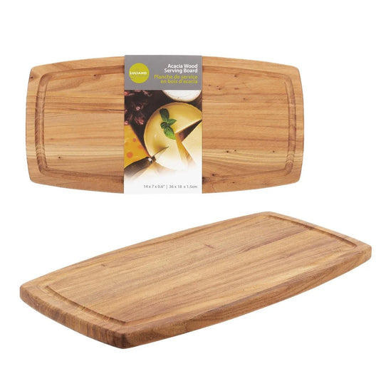 L.Gourmet Acacia Wood Serving / Cutting Board, 14" x 7", wrap card