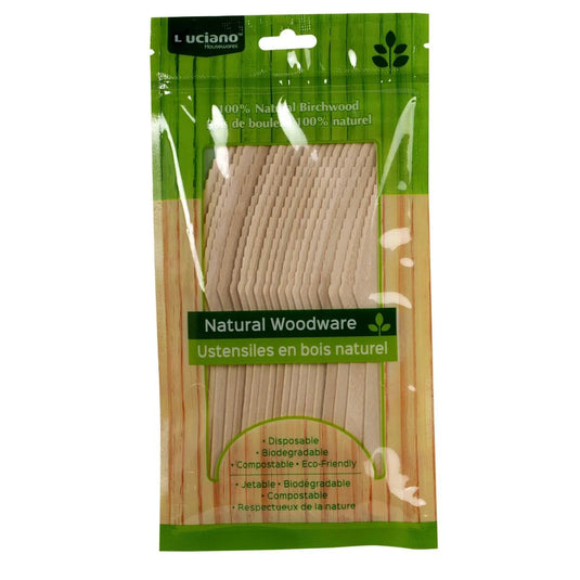 Luciano 20-pc 165mm Wooden Knife, Printed Ziplock Bag w/ Header