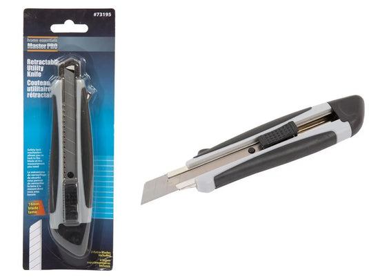 H.E. Master Pro Retractable Utility Knife,18mm,w/ 2 extra blade