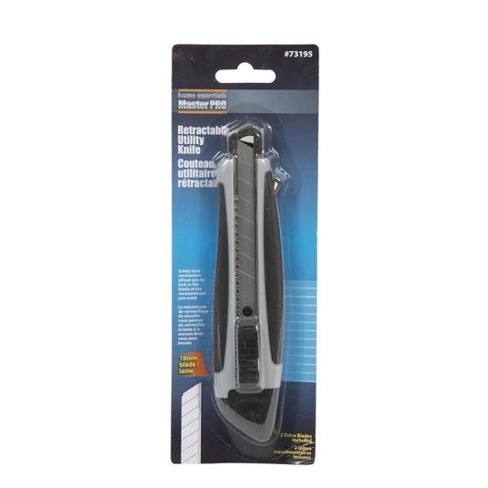 H.E. Master Pro Retractable Utility Knife,18mm,w/ 2 extra blade