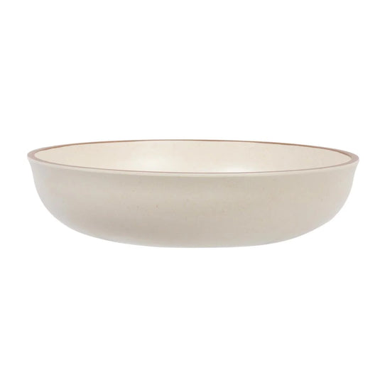 Luciano 8.5" Cream Matt Color Bowl w/Color Rim, Bamboo Fiber,upc