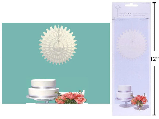 White Paper Fan Decoration, 40.6cm, opp bag w/ card