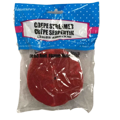 CREPE STREAMER FLAME RED 81ft