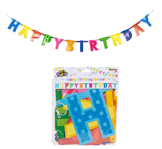 Fun Colors "HAPPY BIRTHDAY" Banner 16x213cm