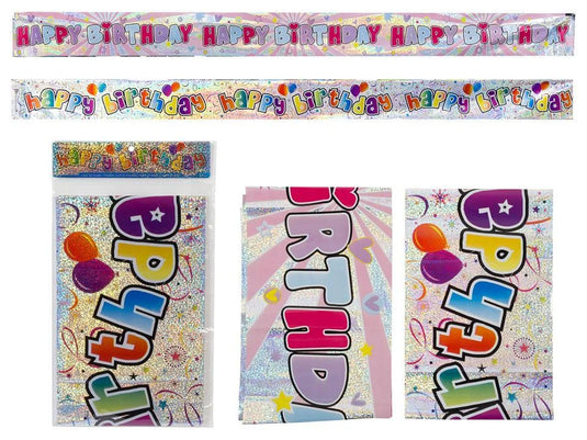 Let's Party, Foil Happy Bday Banner 8.5' x 8"