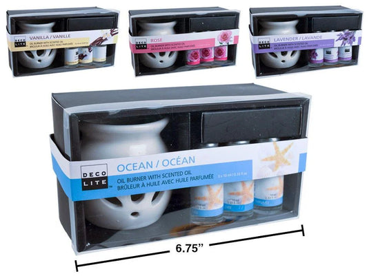 4pc Oil Burner Set (Oil Burner + 3x 10ml), gift box