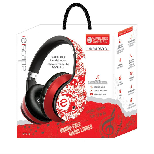 WIRELESS STEREO HEADPHONE WITH MICROPHONE, RED