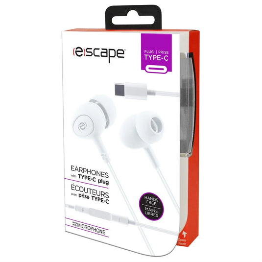 ESCAPE | HANDS-FREE EARPHONES WITH TYPE-C PLUG, WHITE