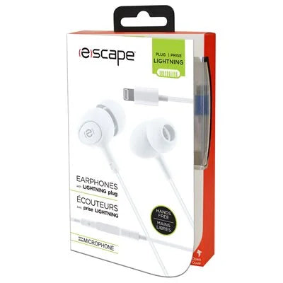 ESCAPE HANDS-FREE EARPHONES WITH LIGHTNING PLUG, WHITE