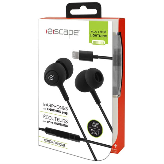 ESCAPE HANDS-FREE EARPHONES WITH LIGHTNING PLUG, BLACK