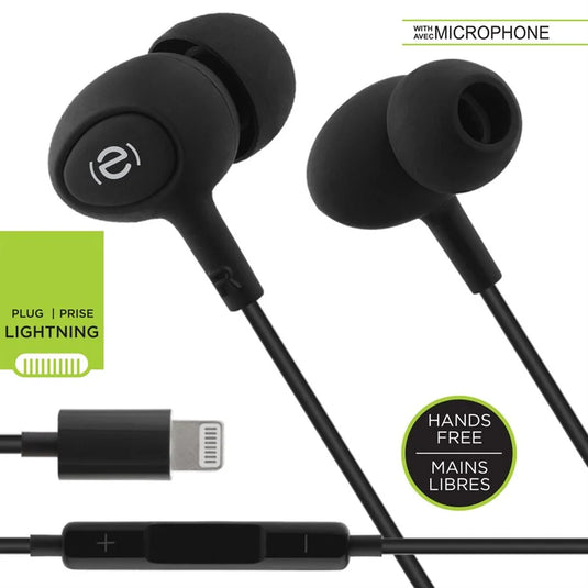 ESCAPE HANDS-FREE EARPHONES WITH LIGHTNING PLUG, BLACK